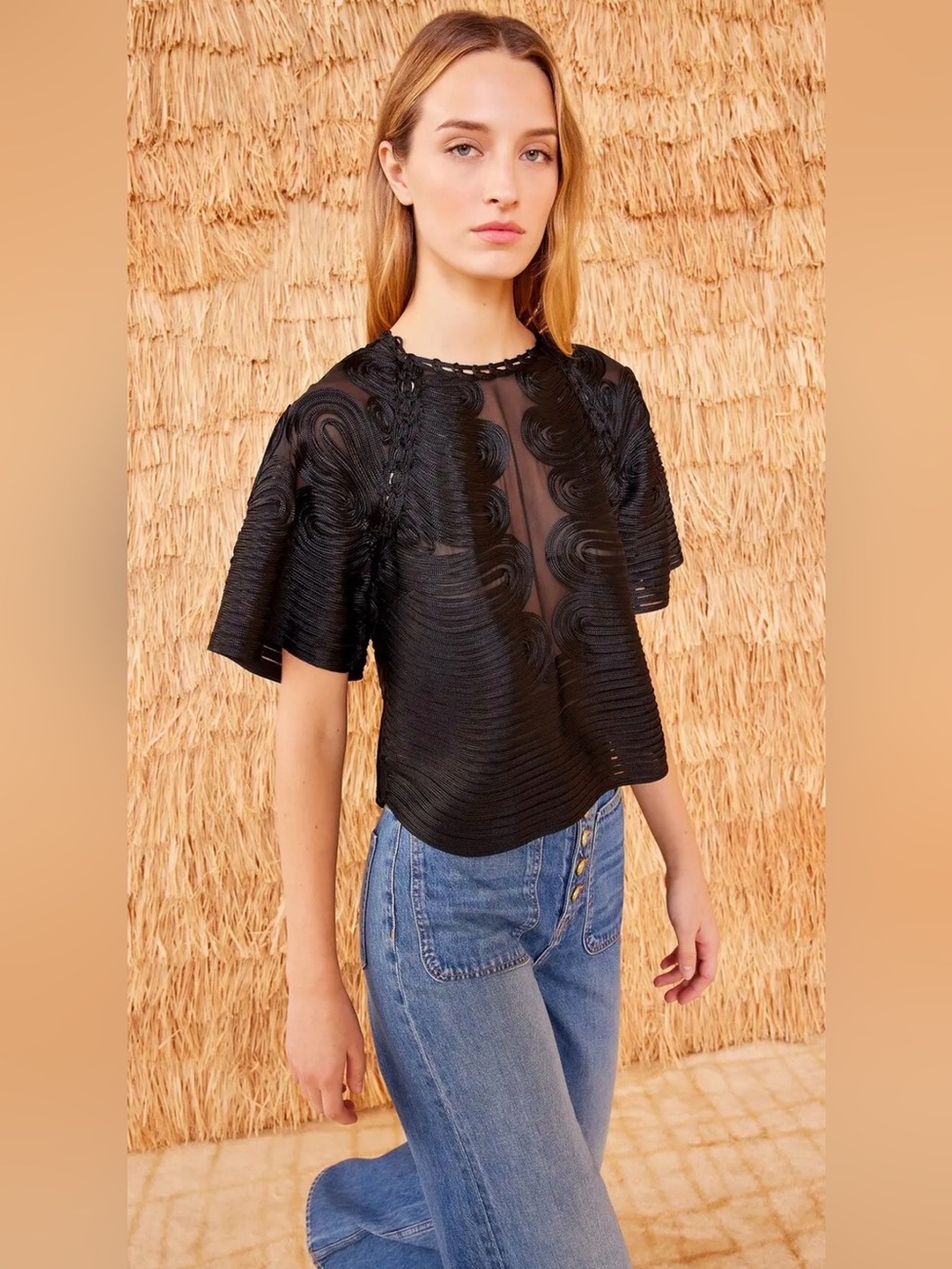 Ulla Johnson short sleeve silk Marlo Top size 8